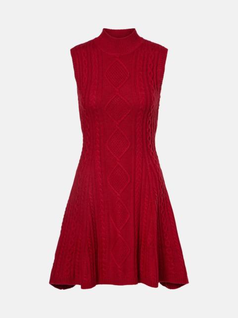 STAUD Charade cable-knit wool-blend minidress