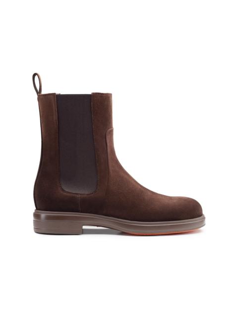 Santoni Women's dark brown suede Chelsea boot