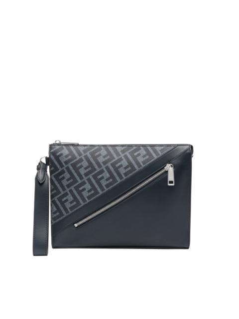 FENDI Diagonal leather clutch bag