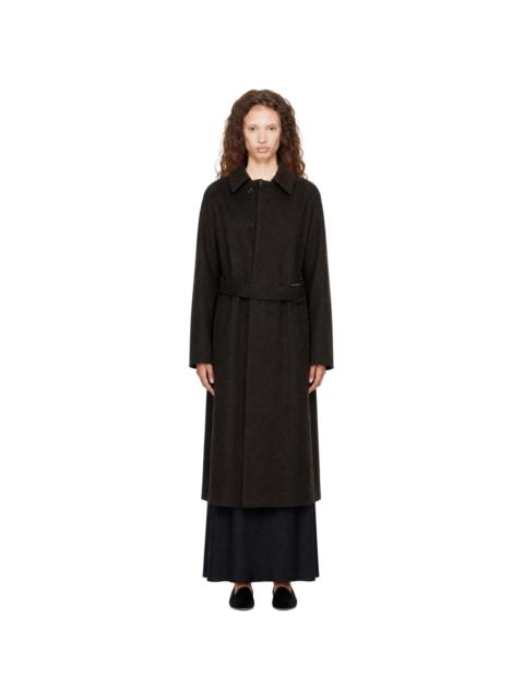 ssstein Brown Wool Raglan Sleeve Balmacaan Coat