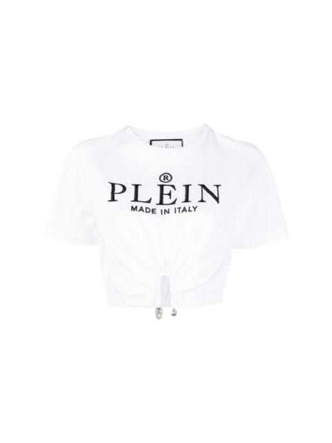 PHILIPP PLEIN embroidered-logo cropped T-shirt
