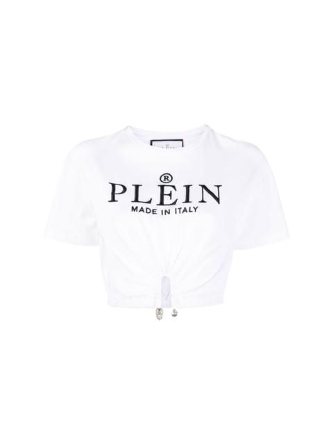 embroidered-logo cropped T-shirt