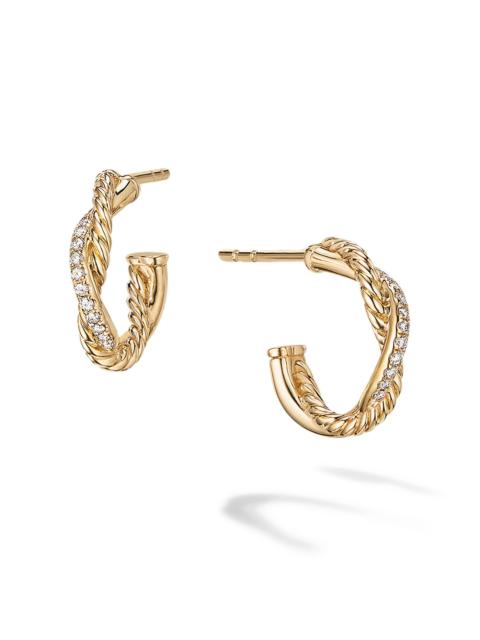 DAVID YURMAN Women's Petite Infinity Huggie Hoop Earrings In 18K Yellow Gold With Diamonds - Gold