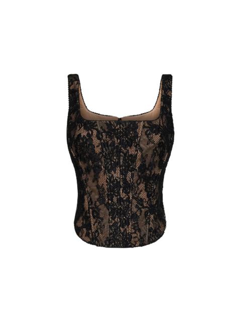 self-portrait Black lace corset top