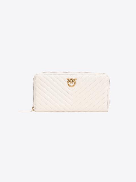 PINKO ZIP-AROUND WALLET IN CHEVRON-PATTERNED NAPPA LEATHER