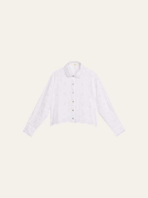 LoveShackFancy Delano Eyelet Linen Top