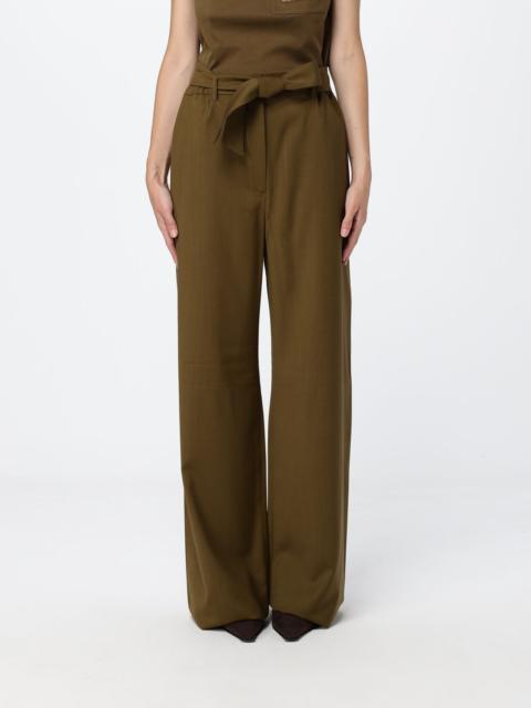 Max Mara MAX MARA Wide Leg Virgin Wool Trousers with Tie Belt at the Waist