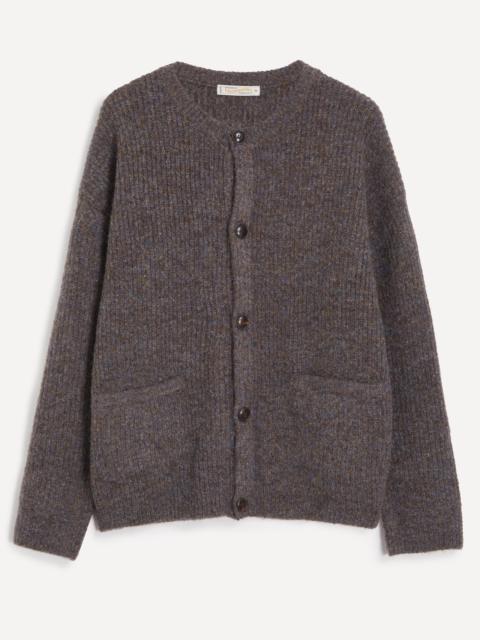 FrizmWORKS Brushed Wool Round Cardigan in Brown