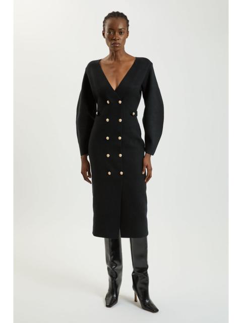 KAREN MILLEN Petite Wool Look Military Double Breasted Knitted Dress