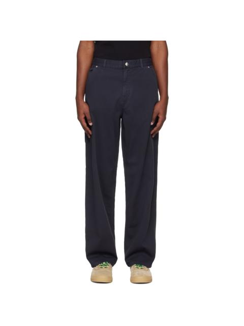 Moncler Navy Cotton Blend Gabardine Cargo Pants