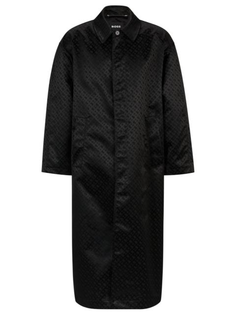 BOSS COATED-JACQUARD COAT WITH CONCEALED PLACKET AND COTTON LINING