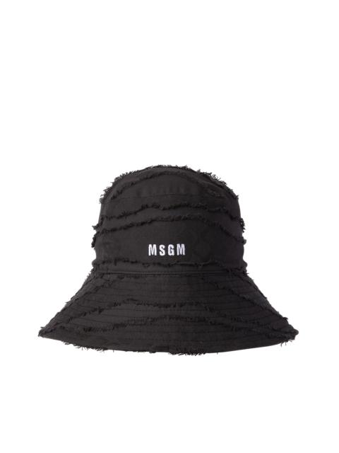 Solid color cotton bucket hat with embroidered MSGM logo