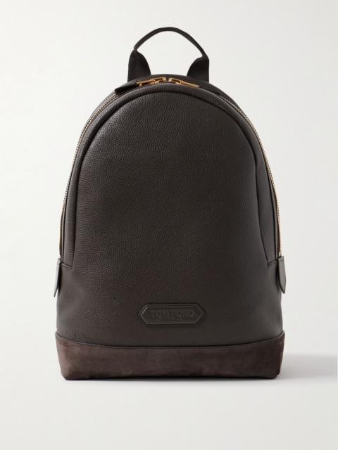 TOM FORD Suede-Trimmed Full-Grain Leather Backpack Brown