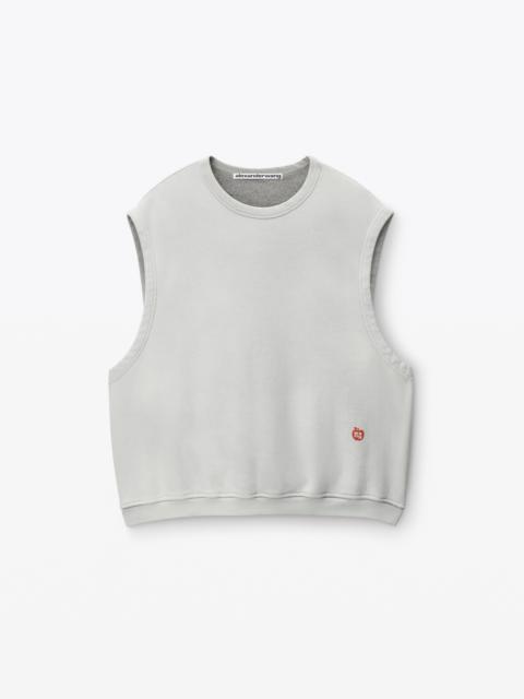 Sleeveless Crew Neck Vest In Terry