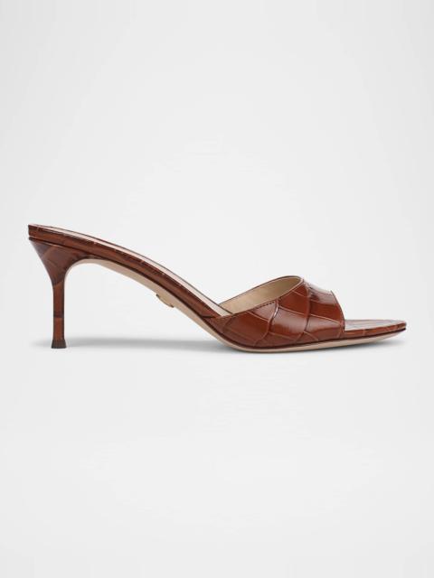 VERONICA BEARD Tia Croc-Embossed Leather Stiletto Mule Sandals