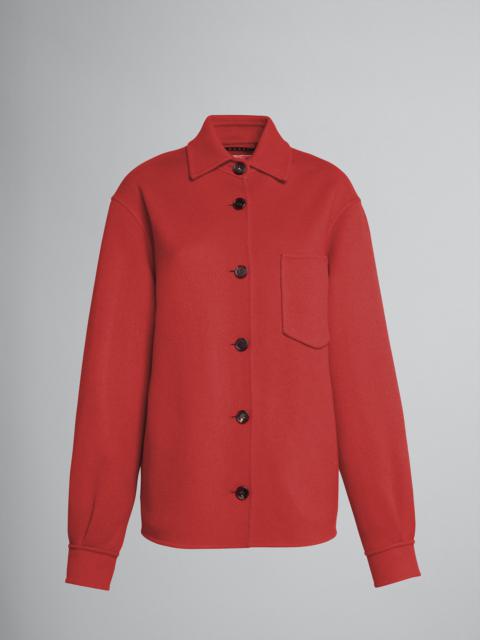 Marni RED DOUBLE FACE WOOL LONG OVERSHIRT
