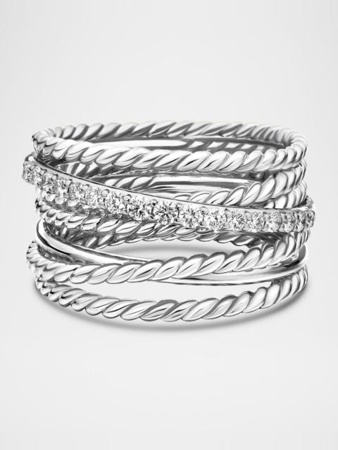 DAVID YURMAN Crossover Ring with Pavé Diamonds and Silver, 12mm