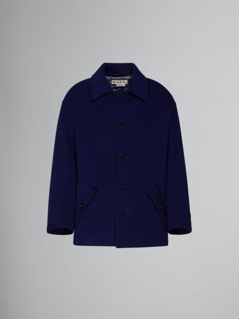 Marni BLUE WOOL FELT CABAN COAT