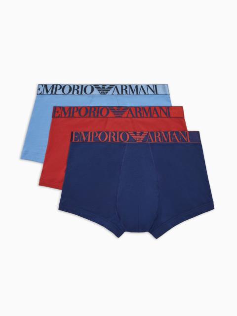 EMPORIO ARMANI Three-pack of ASV shiny logoband organic-cotton boxer briefs