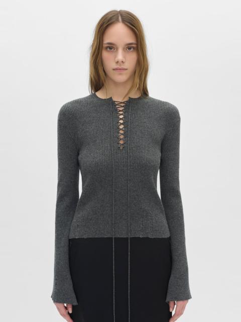 Ann Demeulemeester Fanja Cropped Laced Up Serafino Sweater