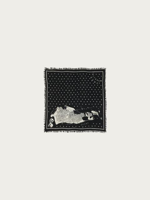 Kapital Rayon Fringed Square Stole (KAYO HUESO) - Black