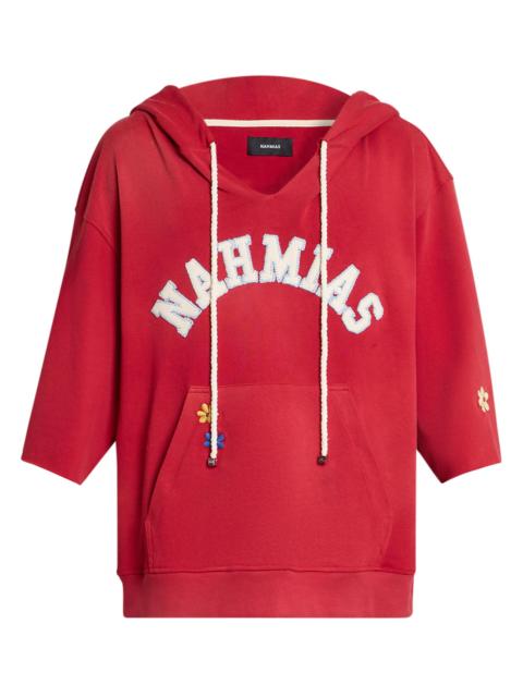 NAHMIAS Men's Daydreaming Cotton Cut-Off Hoodie - Ruby