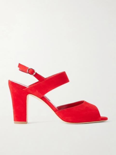Manolo Blahnik Khiko 90 Suede Sandals
