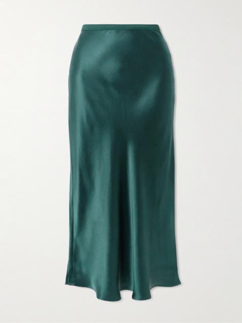 ANINE BING Bar Silk-satin Midi Skirt