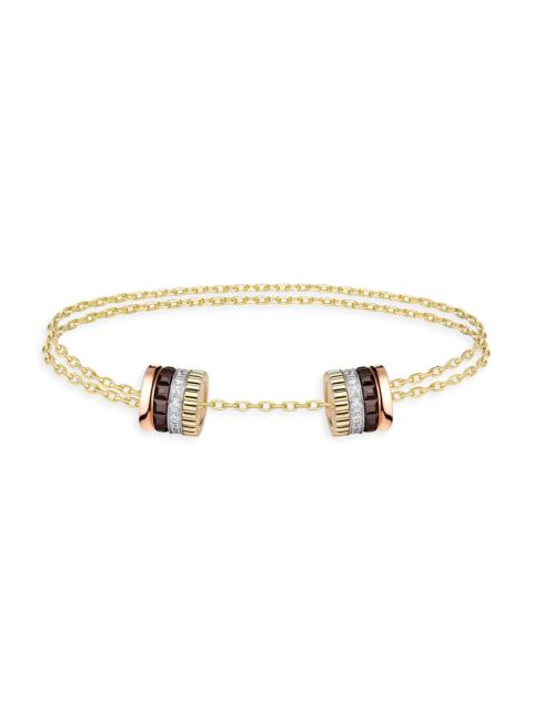 Boucheron Women's Quatre Classique Tri-Tone 18K Gold & 0.24 TCW Diamond Chain Bracelet/6.8-7.6" - Yellow Gold