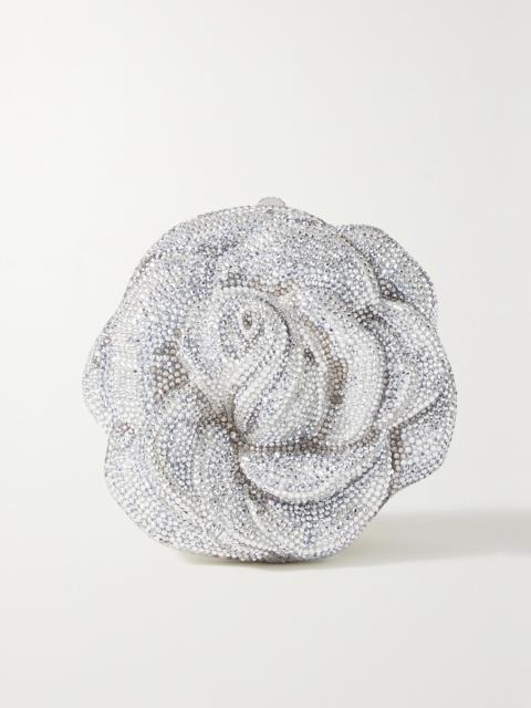 JUDITH LEIBER Rose Desiree Crystal-embellished Silver-tone Clutch
