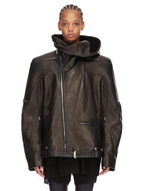 Rick Owens Black Hollywood Jumbo Stooges Cropped Leather Jacket