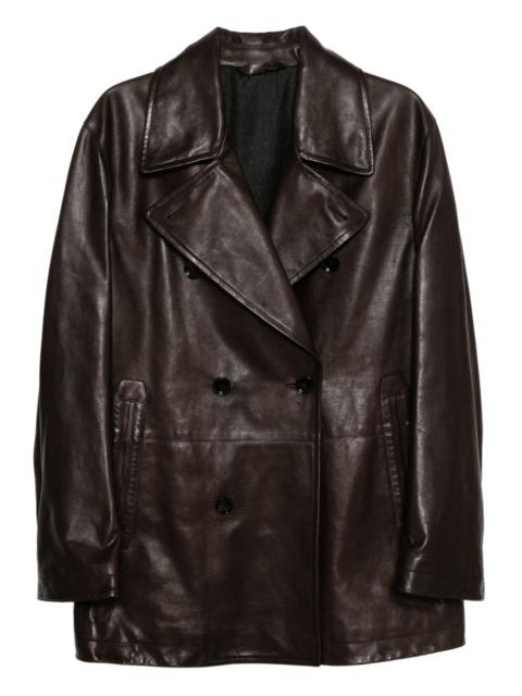 Brioni double-breasted leather jacket