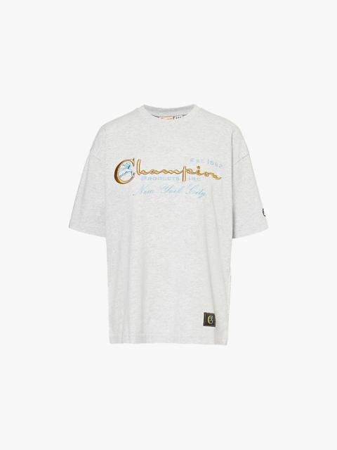 Brand-embroidered relaxed-fit cotton-blend jersey T-shirt