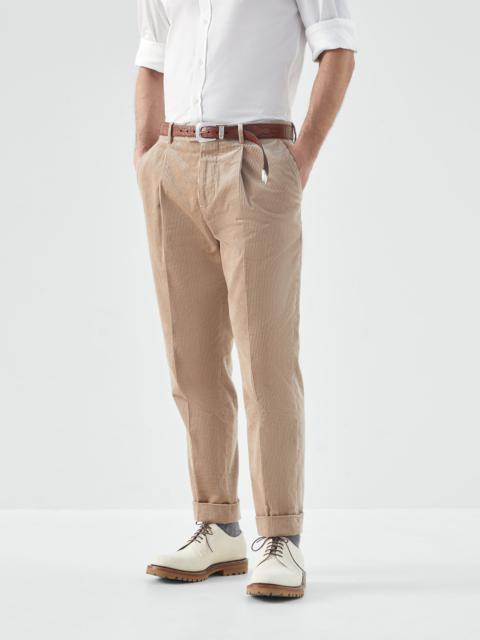 Sea Island Cotton corduroy leisure fit trousers with pleat