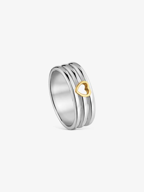 TOUS 7-mm steel Ring with two-tone heart TOUS Galia