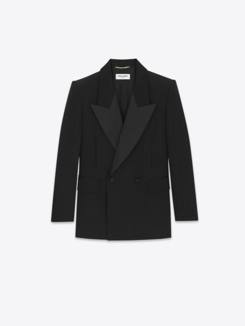 SAINT LAURENT double-breasted tuxedo jacket in grain de poudre