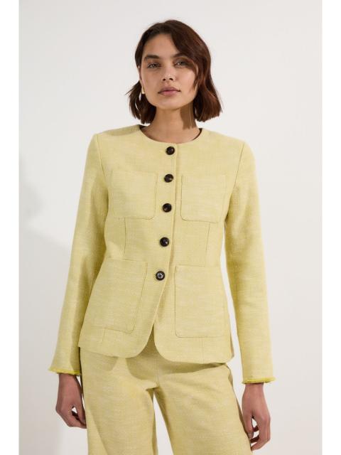 KAREN MILLEN Spring Tweed Tailored Pocket Front Tailored Blazer