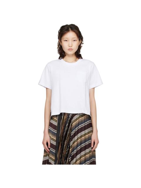 sacai White & Brown Horizontal Stripe T-shirt