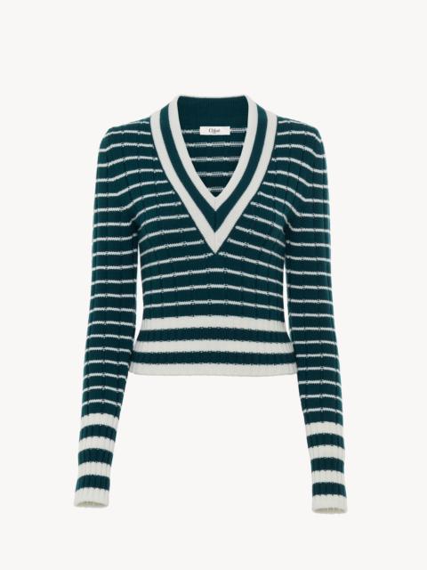 Chloé V-NECK FITTED SWEATER IN A MERINO WOOL KNIT