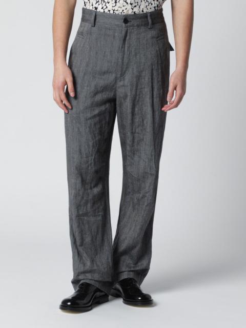 Dries Van Noten Black herringbone trousers