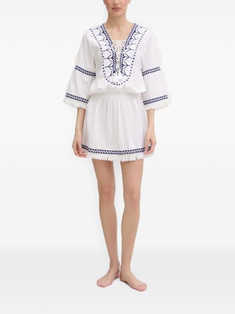 MELISSA ODABASH Martina embroidered tassel-detail mini dress