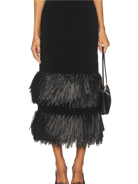 Aje. Agave Knit Raffia Midi Skirt