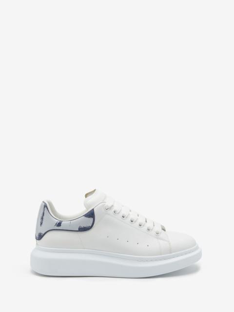 Alexander McQueen Men's Oversized Sneaker in White/indigo