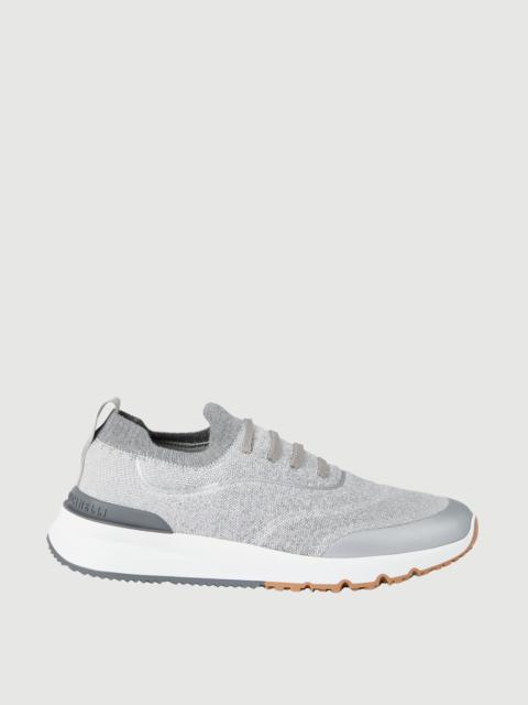 Brunello Cucinelli Techno cotton knit runners with heat-bonded details