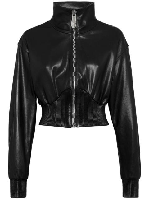 PHILIPP PLEIN logo-plaque leather bomber jacket