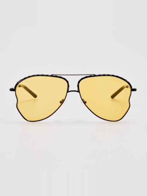 LINDA FARROW Kika Aviator Sunglasses in Yellow and Matt Black