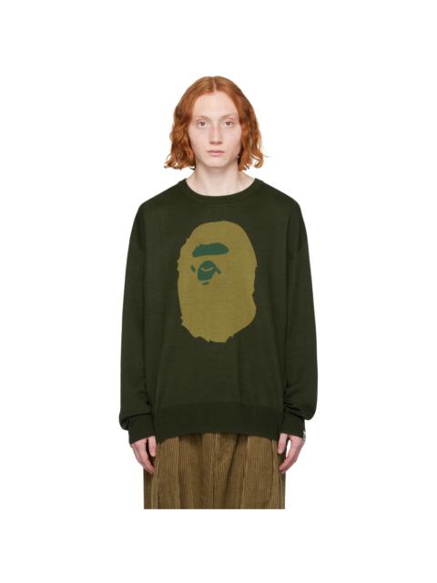 A BATHING APE® Green Ape Head Sweater