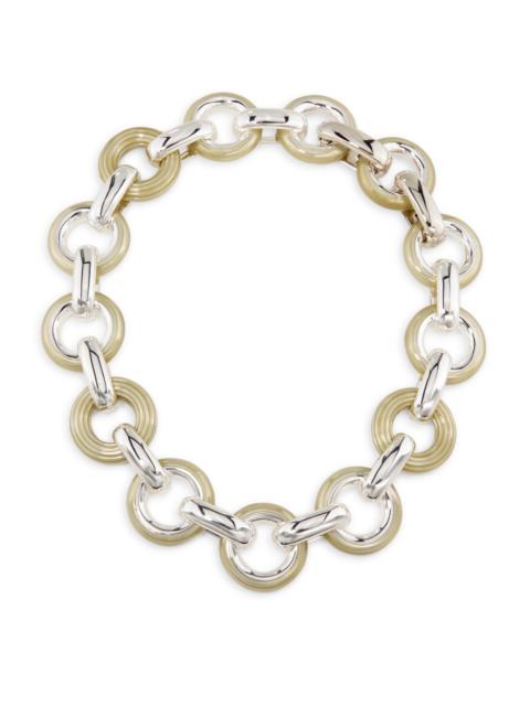 TORY BURCH Women's Donut Silvertone & Enamel Chain Necklace - Light Silver Multi