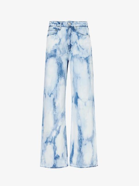 Logan tie-dye wide-leg mid-rise denim jeans