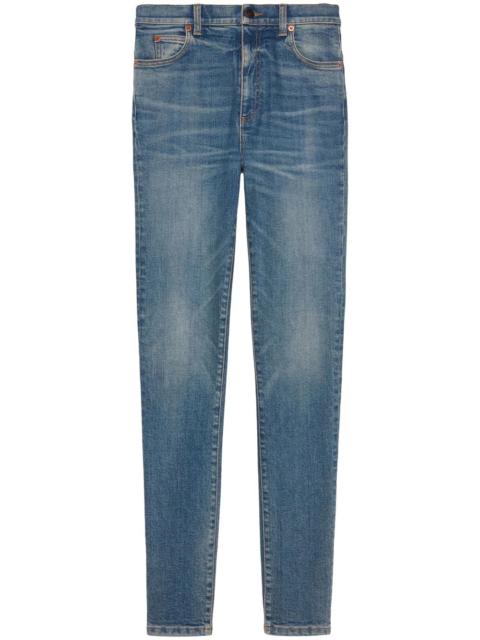 GUCCI Horsebit-detail stonewashed skinny jeans